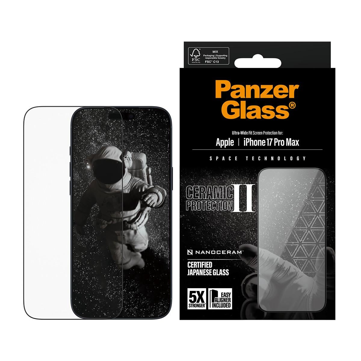 Ceramic II Displayschutz iPhone 17 Pro Max | Ultra-Wide Fit mit EasyAligner