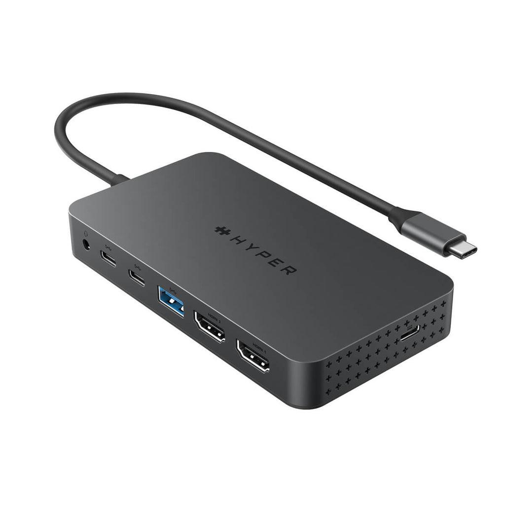 HyperDrive Next Dual 4K HDMI 7-in-1 USB-C Hub, 100 W, Grau