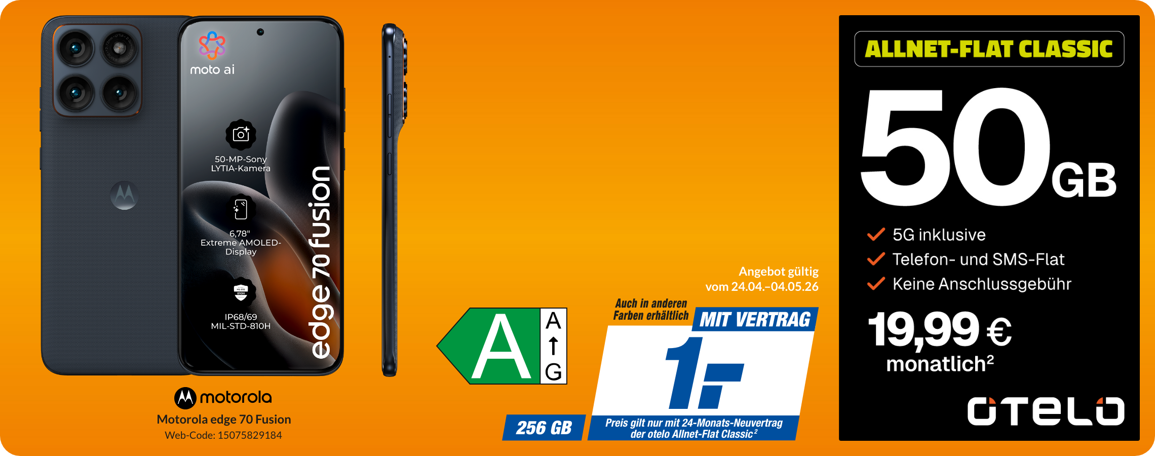 Motorola Edge 70 Fusion mit Allnet Flat Classic für 1€!
