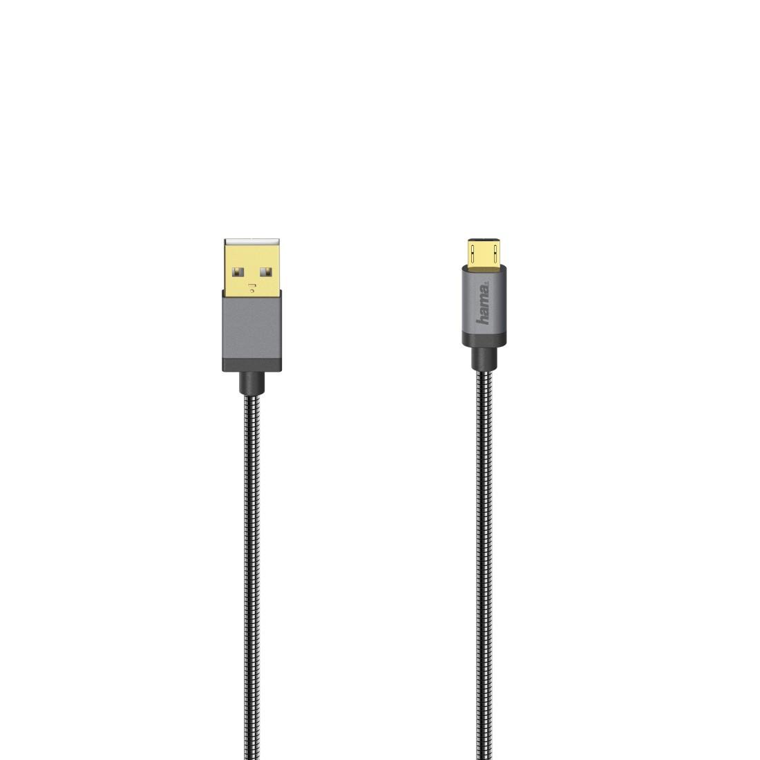Micro-USB-Kabel, USB 2.0, 480 Mbit/s, Metall, 0,75 m (00200500)