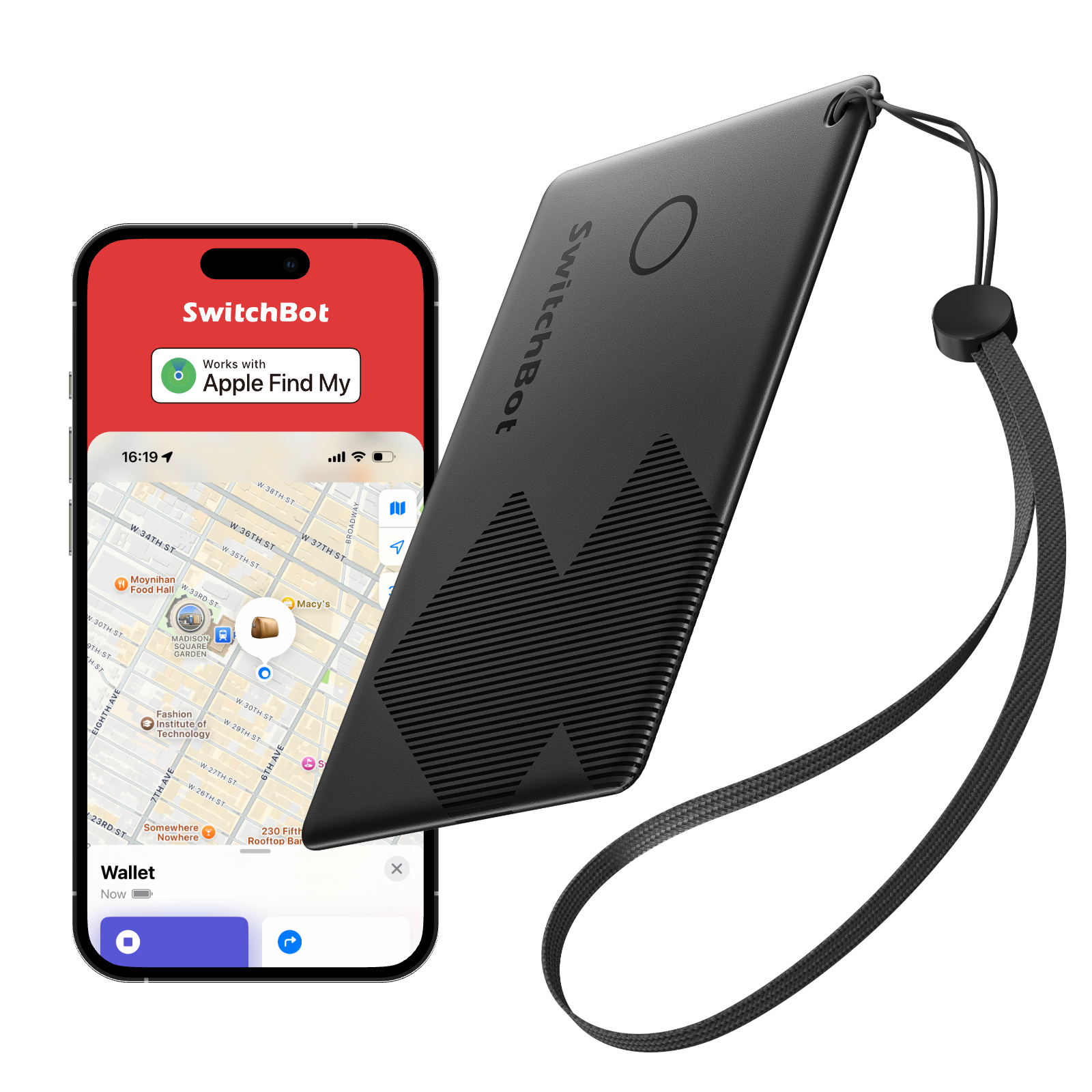 Geldbörsen-Tracker-Karte, NFC-kompatibel, Verlust-Benachrichtigung, Schwarz