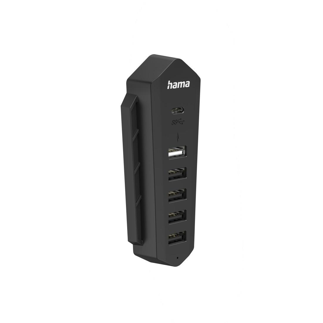 6in1 USB-Hub für Playstation 5, 6 Ports (1x USB-C, 5x USB-A), Schwarz