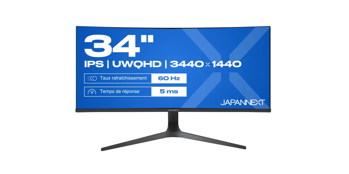 JN-IPS340UWQHD60C-C65W-HS, Schwarz/Silber, 34 Zoll, Curved, UWQHD+, IPS, 75 Hz, 4 ms Monitor