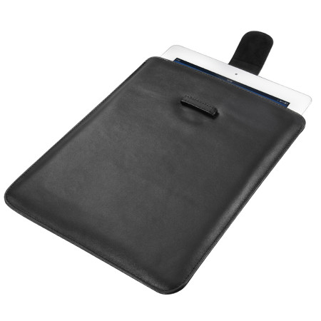 Leder Sleeve mit Ausziehlasche für Tablets bis zu 24,6cm /9,7'' schwarz 