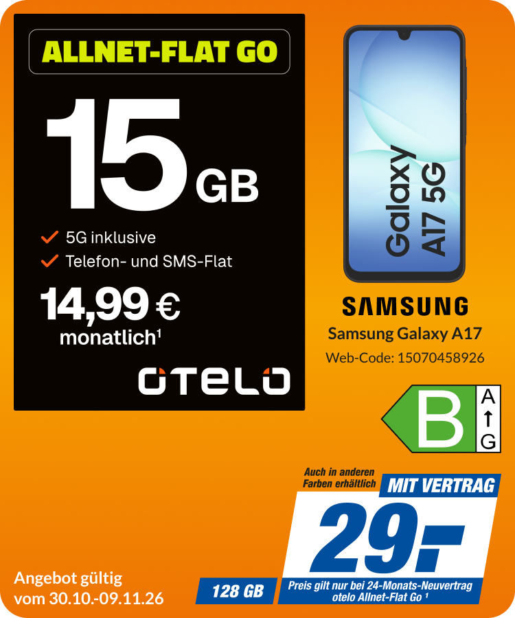 Samsung Galaxy A17 mit Allnet Flat GO für 29€!