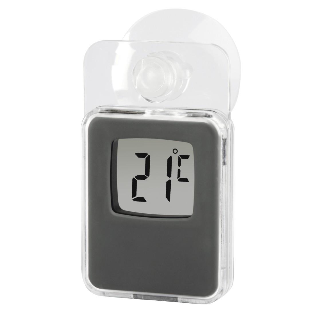 Fensterthermometer für innen und außen, digital, 7,5 x 4,6 cm, Grau (00186397)