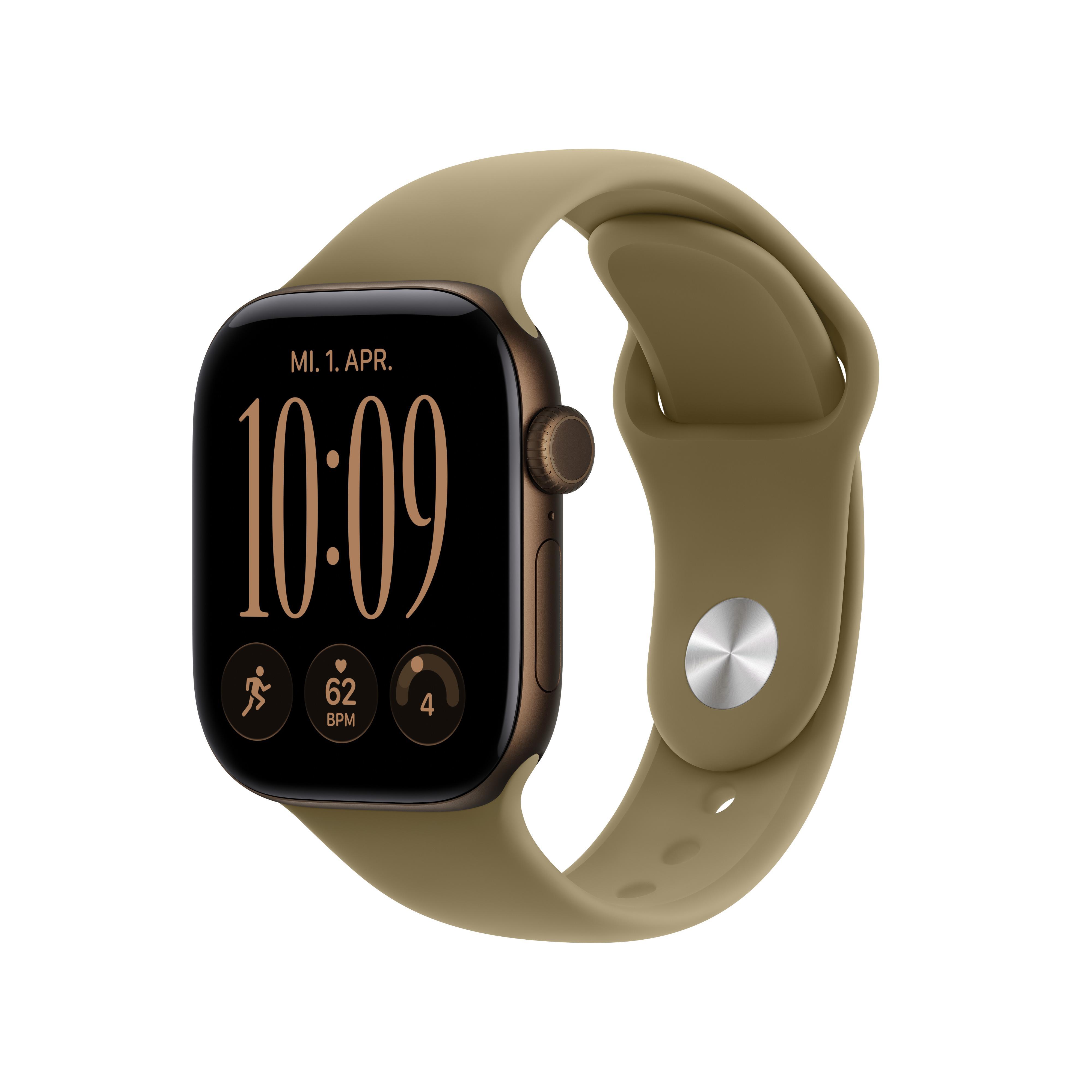 Watch Series 12, GPS + Cellular, 42mm, Dunkelbronze Aluminiumgehäuse mit Olive Sportband - S/M Smartwatch