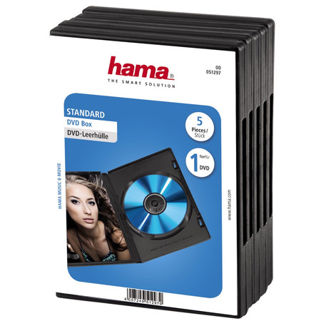DVD-Leerhülle Standard, 5er-Pack, Schwarz