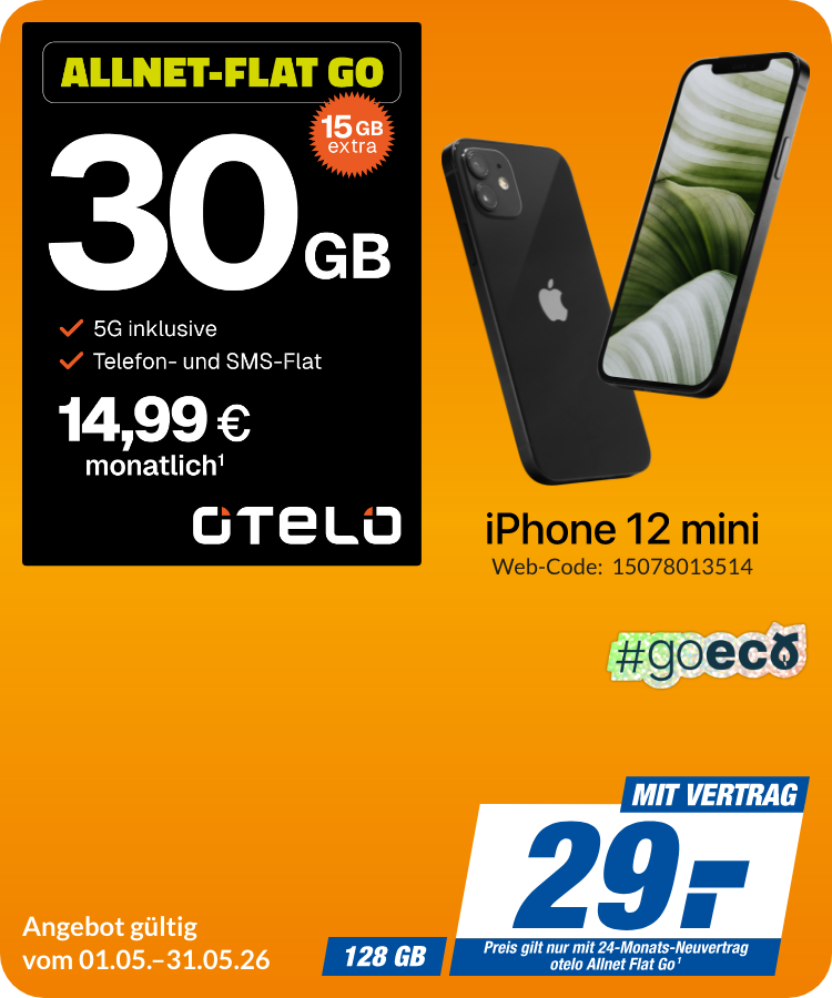 Apple iPhone 2 Mini mit Allnet Flat Go für 29€!