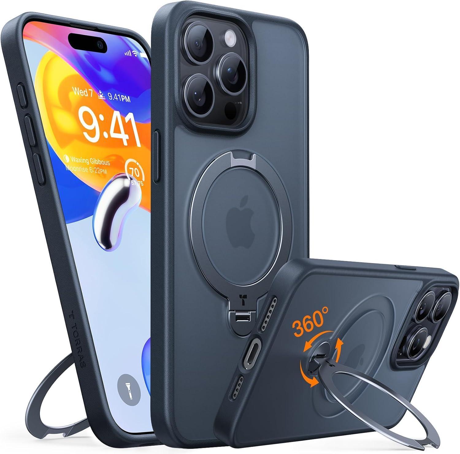 UPRO Ostand Spin Series für iPhone 15 Pro Black Handyhülle