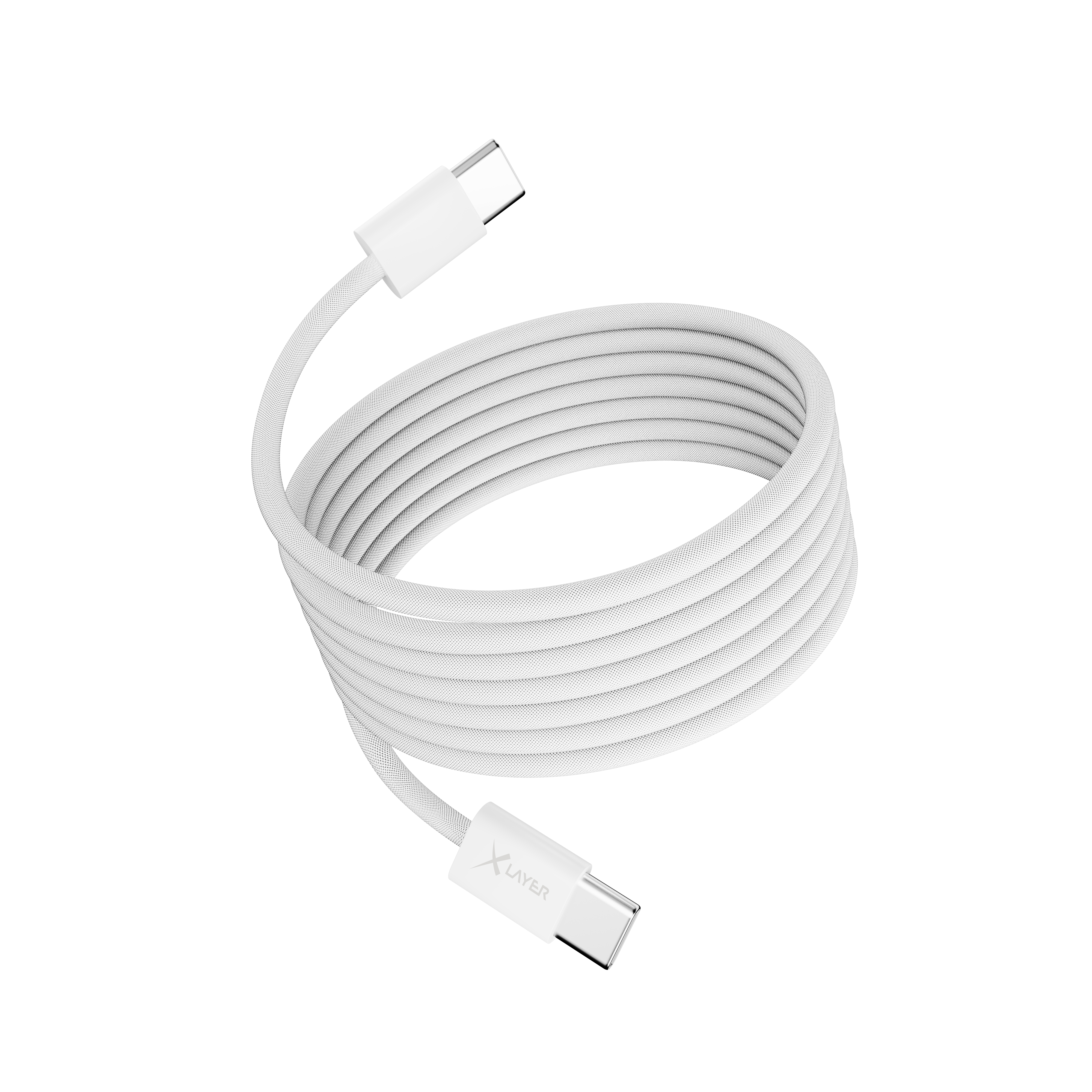 feingewebtes magnetisches USB Typ C zu Typ C Ladekabel, 1,5m, weiß