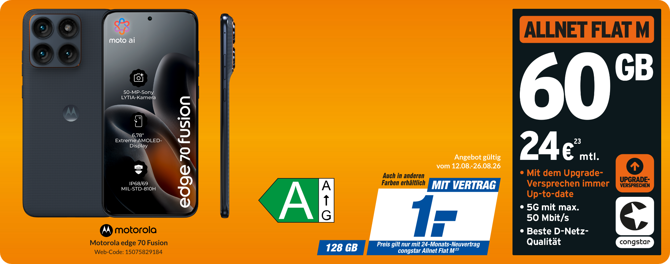 Motorola Edge 70 Fusion mit Allnet Flat M für 1€!
