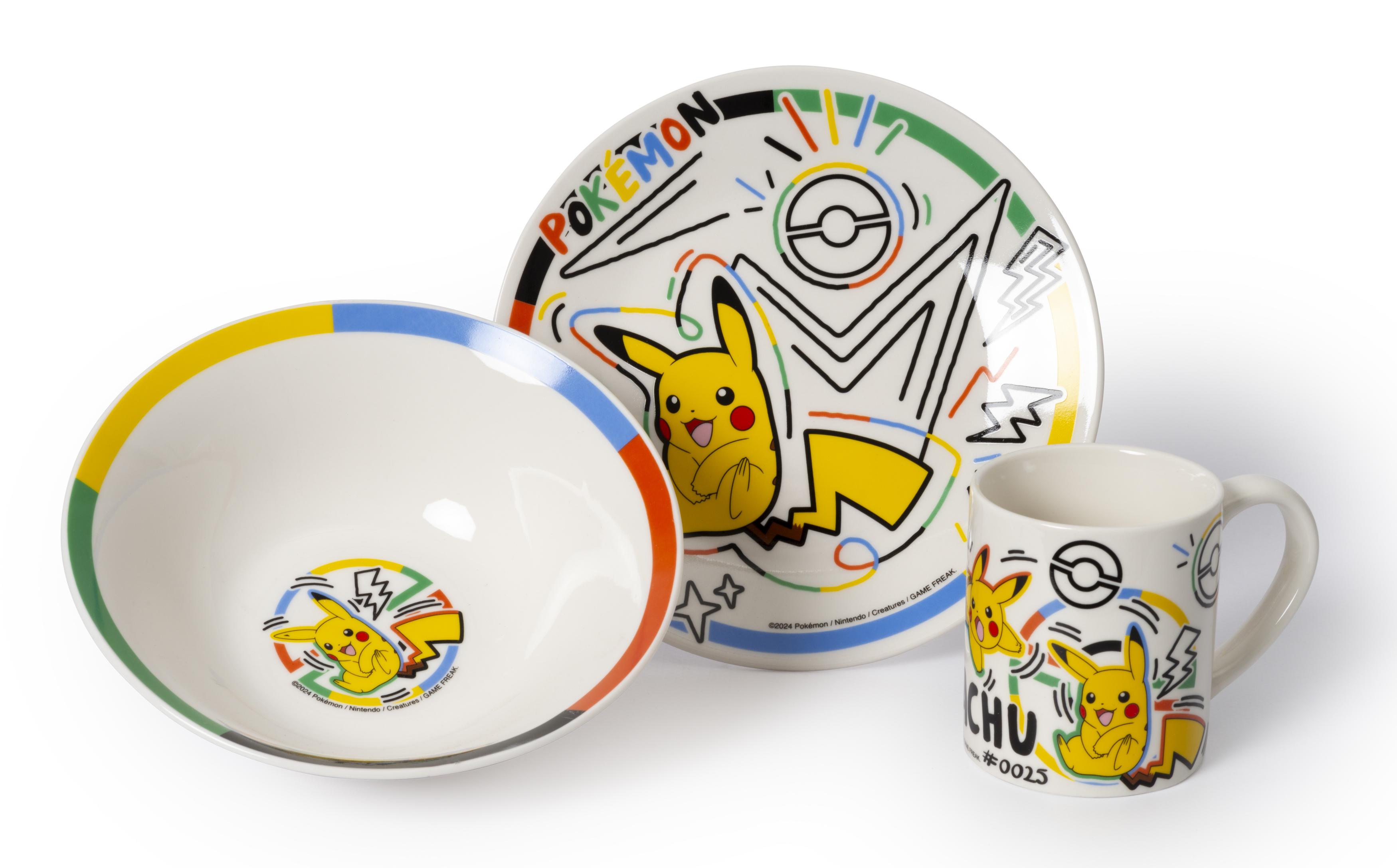Pokémon Rainbow Pikachu Set Frühstücksset