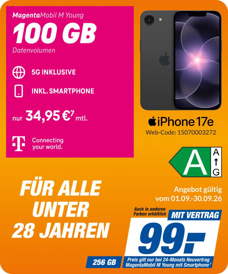 iPhone 17e mit Magenta Mobil M Young für 99€!
