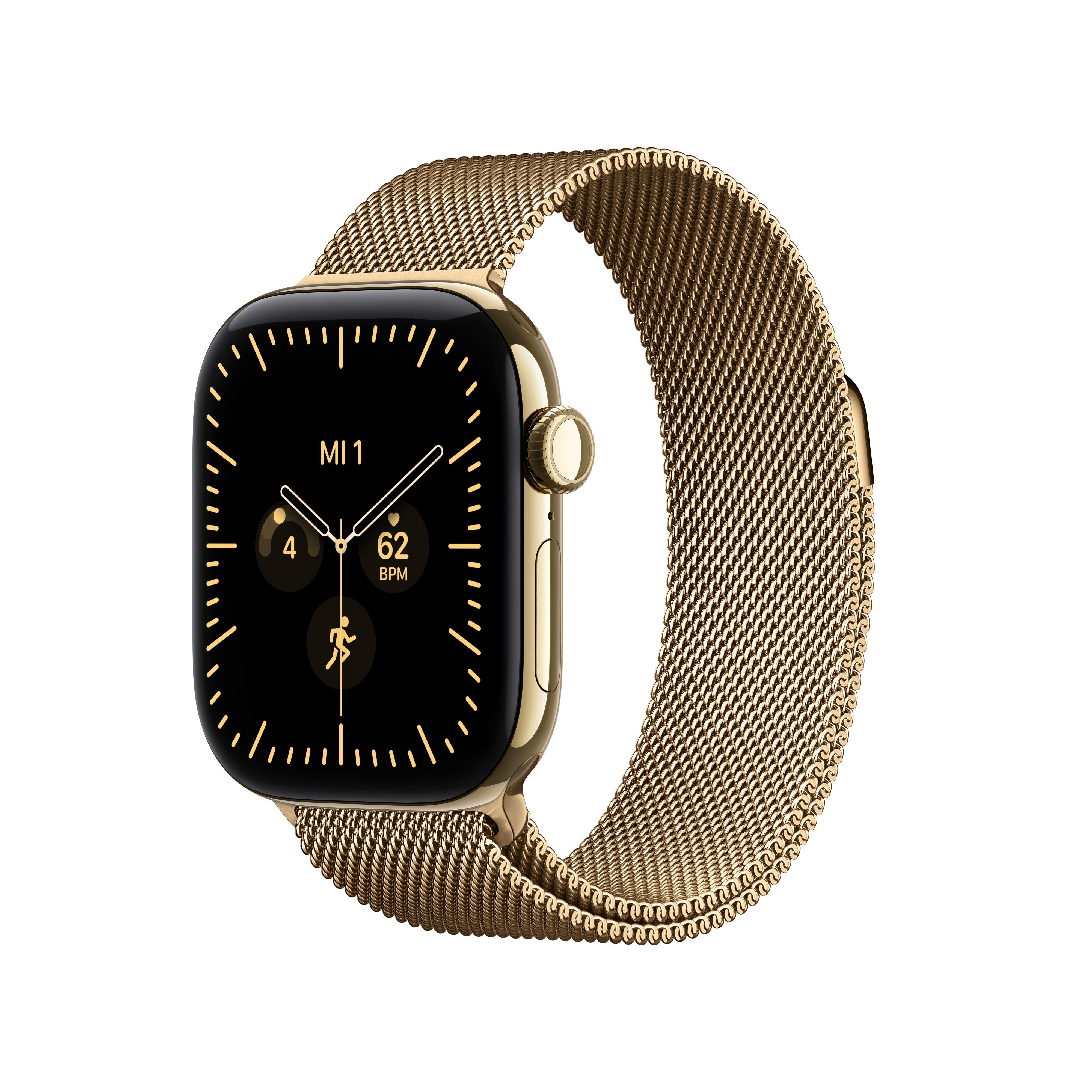 Watch Series 12, GPS + Cellular, 42mm, Brilliantgold Titangehäuse mit Brilliantgold Milanese Armband Smartwatch