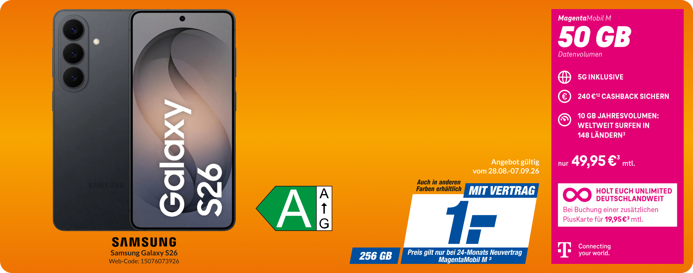 Samsung S26 mit Magenta Mobil M für 1€!