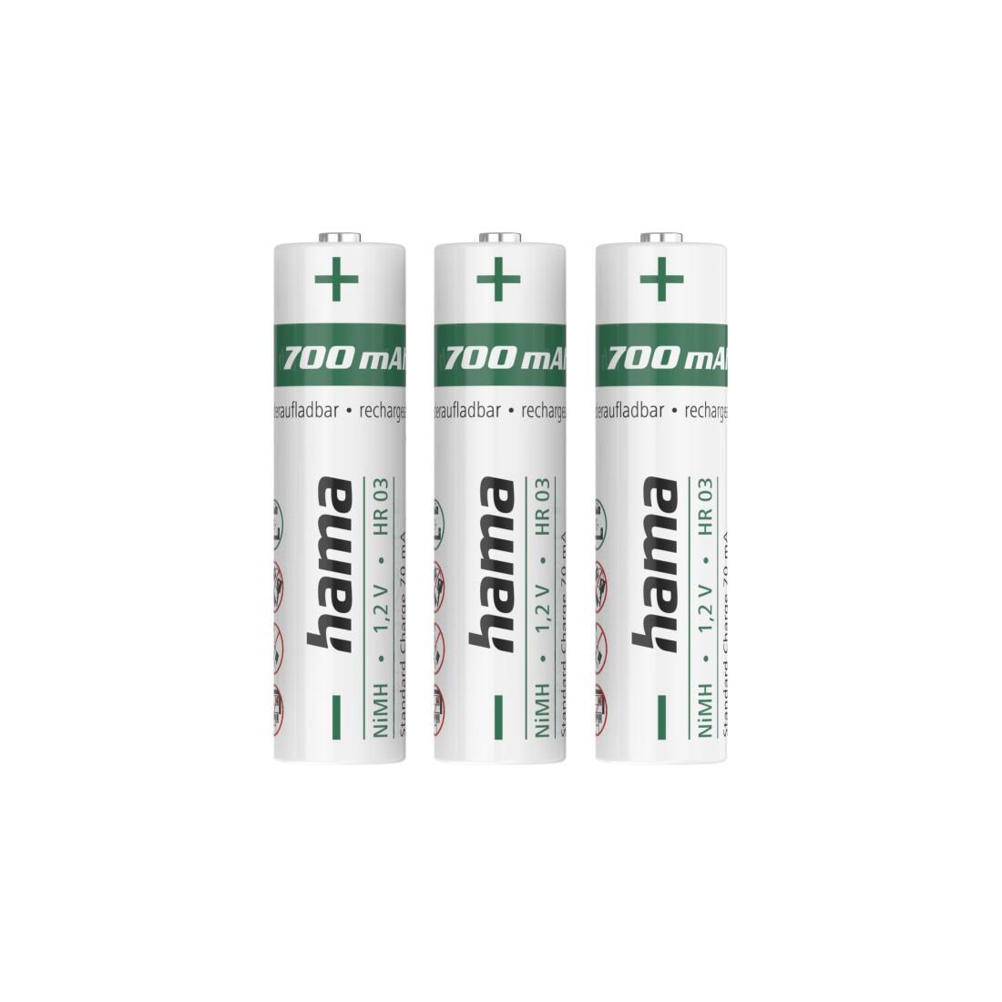 NiMH-Akkus, AAA Micro, 700 mAh, 1,2V, 3 Stück (00223526)