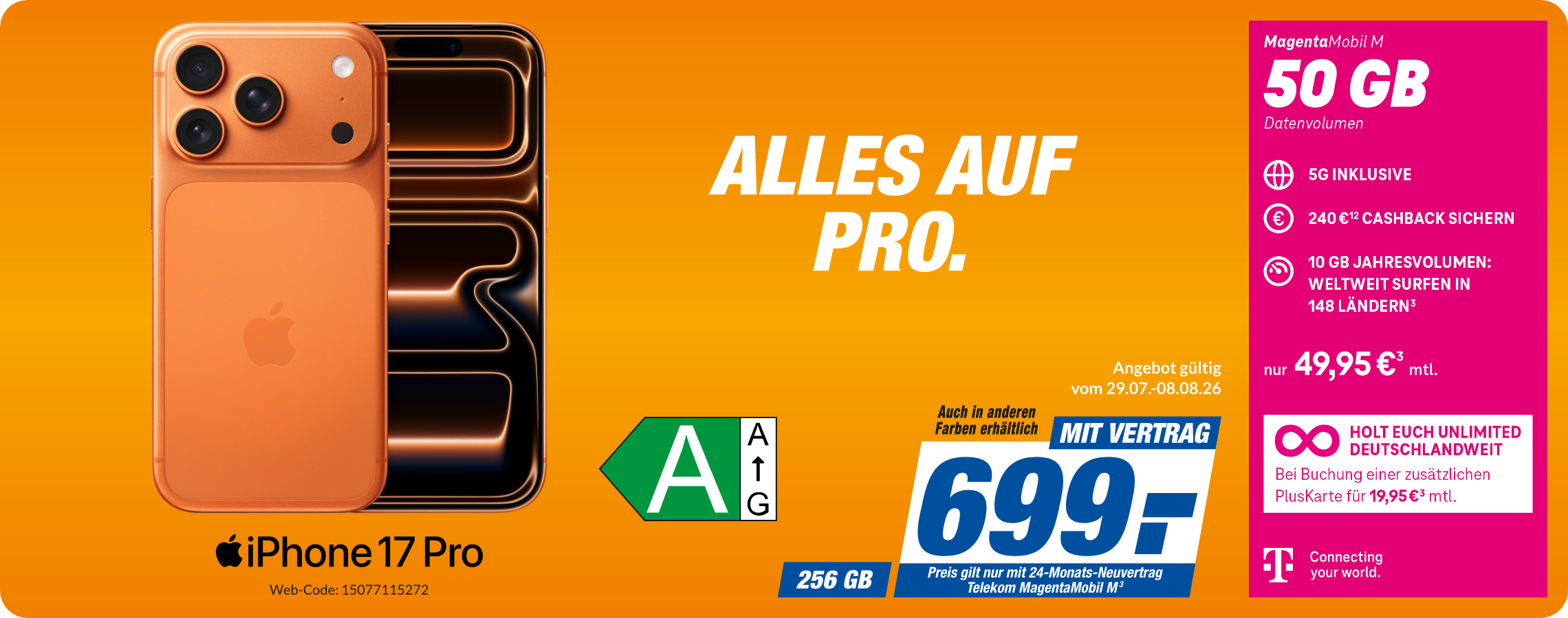 iPhone 17 Pro mit Magenta Mobil M für 699€!