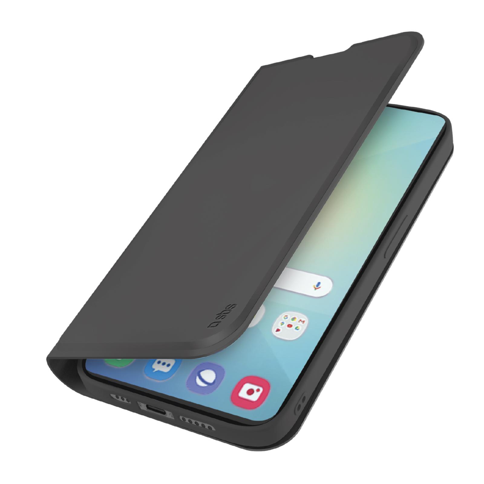 Klapphülle mit Ständer und Soft-Touch-Oberfläche für das Samsung Galaxy S25, Schwarz