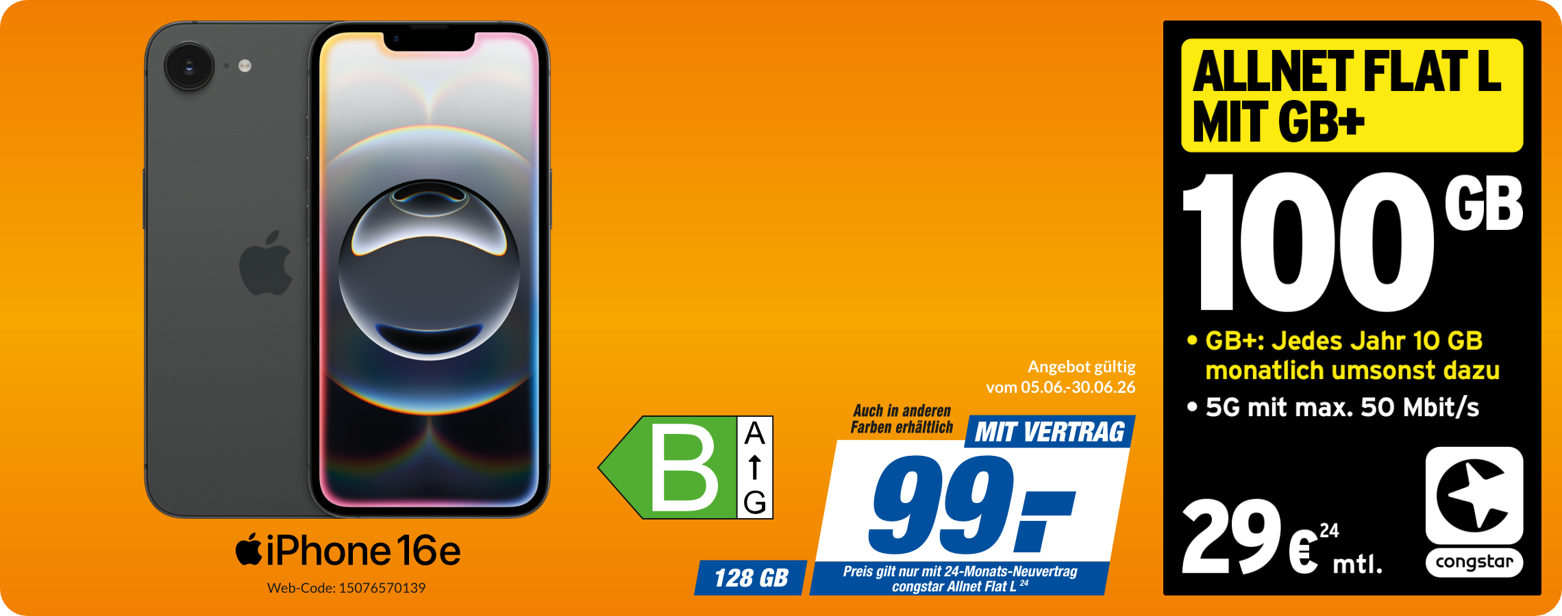 iPhone 16e mit Allnet Flat L für 99€!