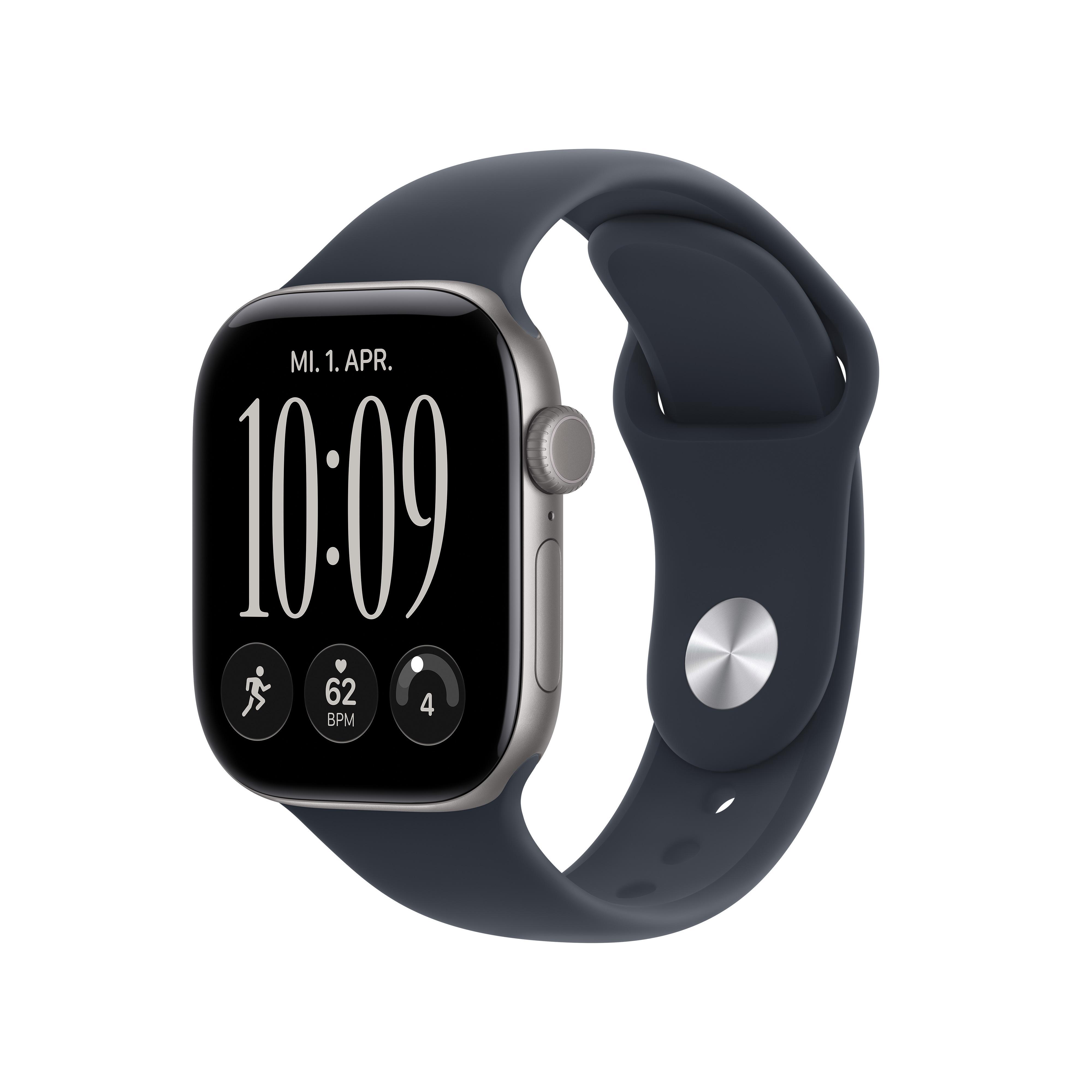 Watch Series 12, GPS, 46mm, Space Grau Aluminiumgehäuse mit Navyblau Sportband - M/L Smartwatch