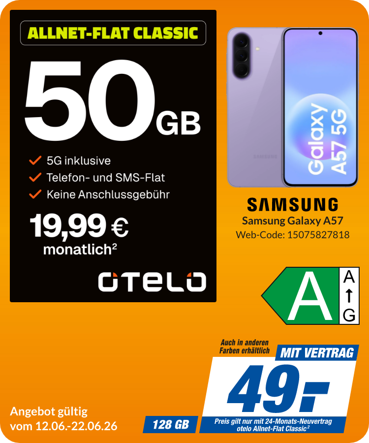 Galaxy A57 mit Allnet-Flat Classic für 49€!