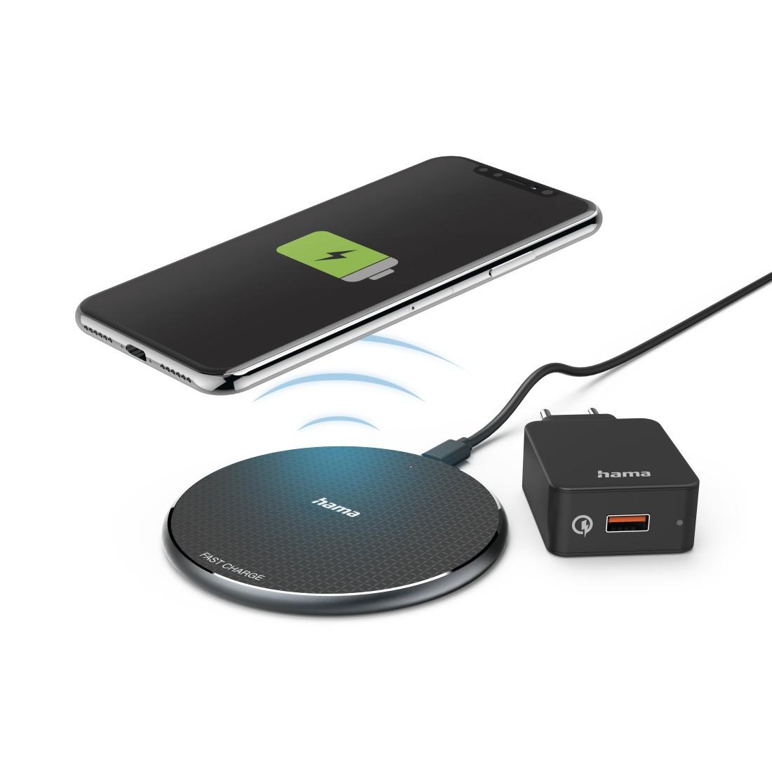 Wireless Charger Set "QI-FC10", 10 W, kabelloses Smartphone-Ladepad, Schw. (00201688)