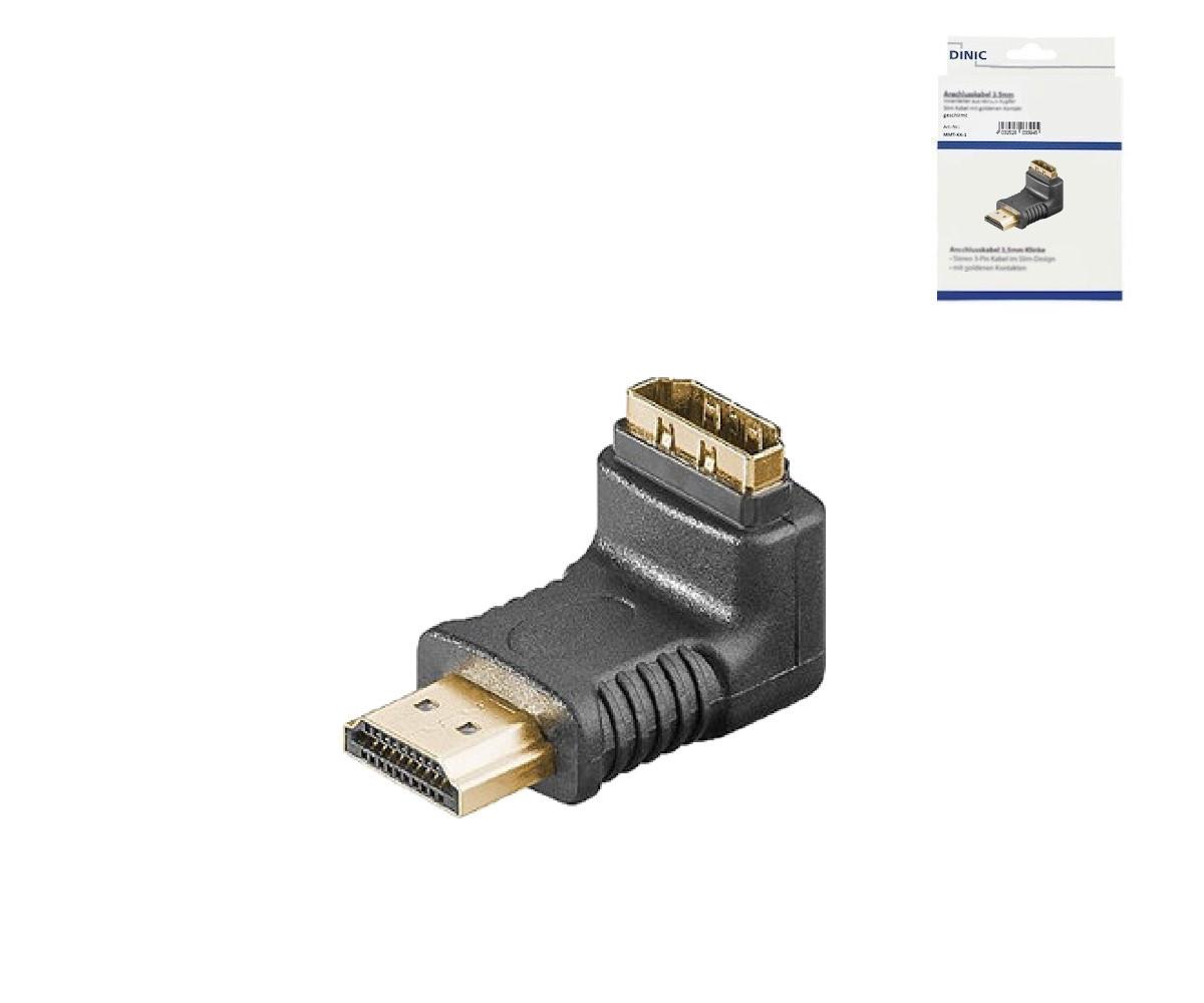 HDMI Adapter, HDMI A Stecker auf A Buchse abgewinkelt, Schwarz