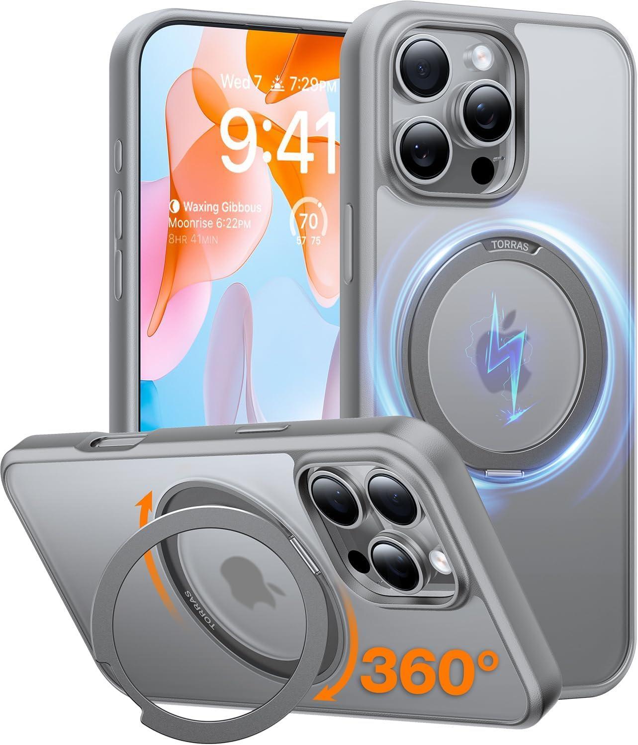 Ostand Pro Series für iPhone 16 Pro Titanium Grey Handyhülle