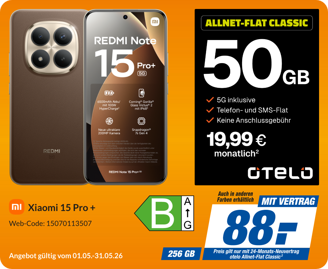 Note 15 Pro+ mit Allnet Flat Classic für 88€!