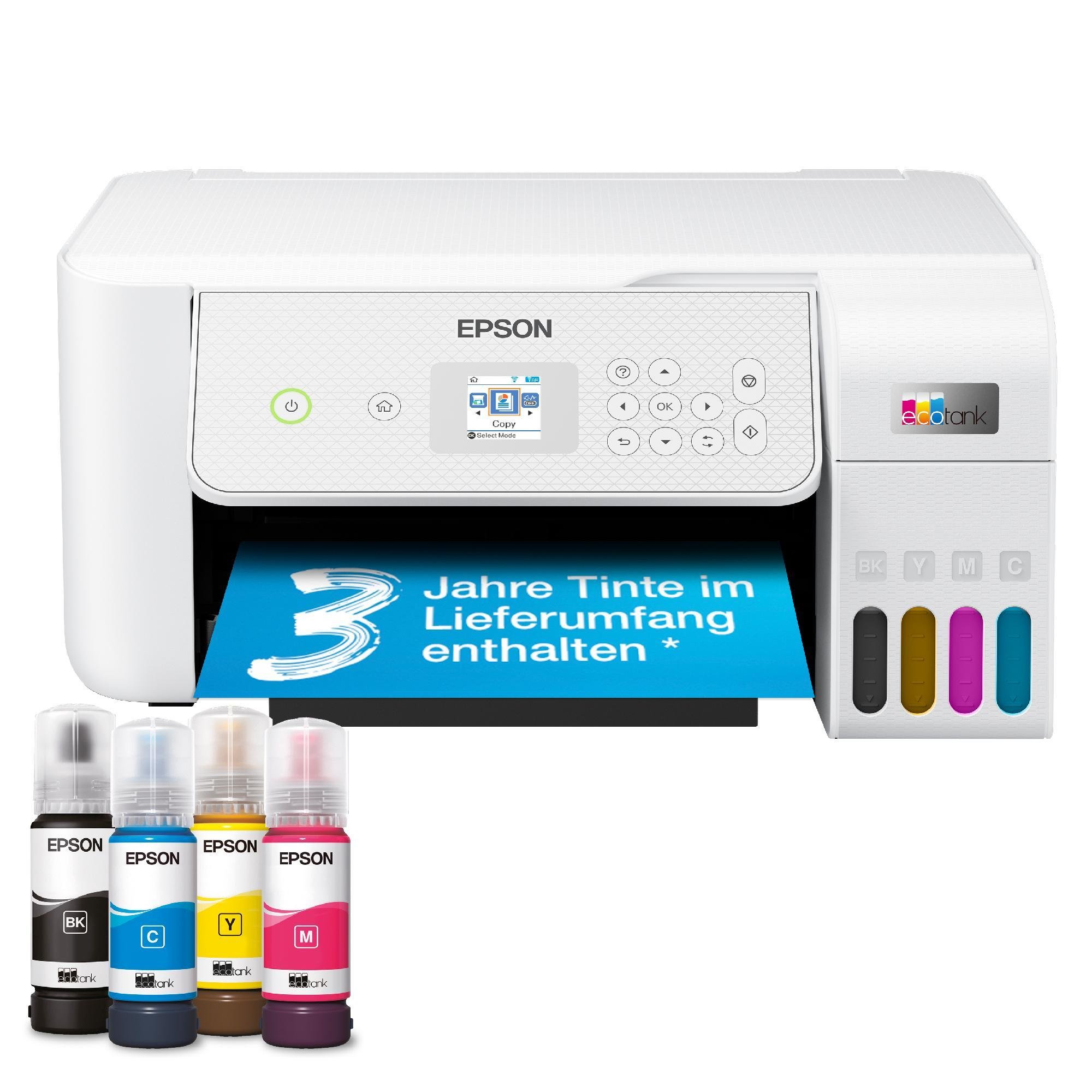 EcoTank ET-2876 Multifunktionsdrucker mit Tinte für bis zu 3 Jahre, Weiß