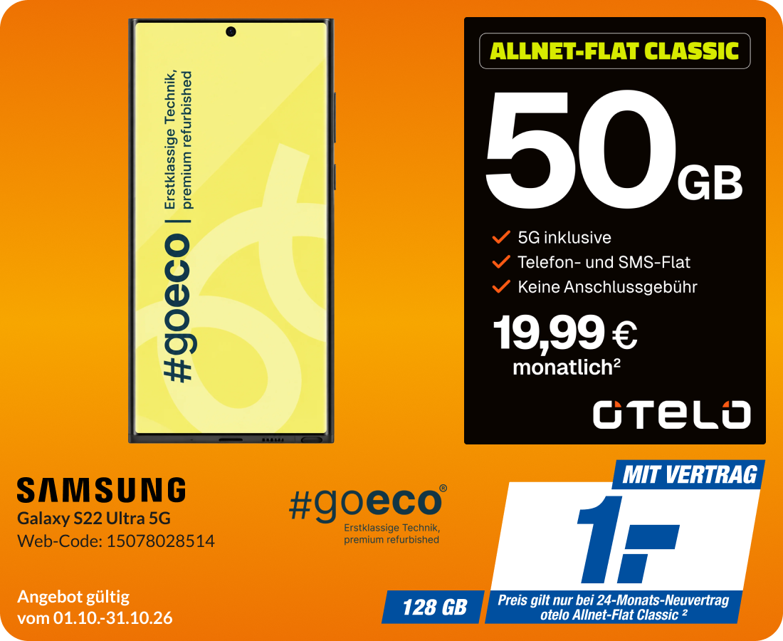 Samsung Galaxy S22 Ultra mit Allnet Flat Classic für 1€!