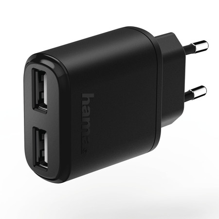 Ladegerät, 2-fach USB, 2.4 A, schwarz