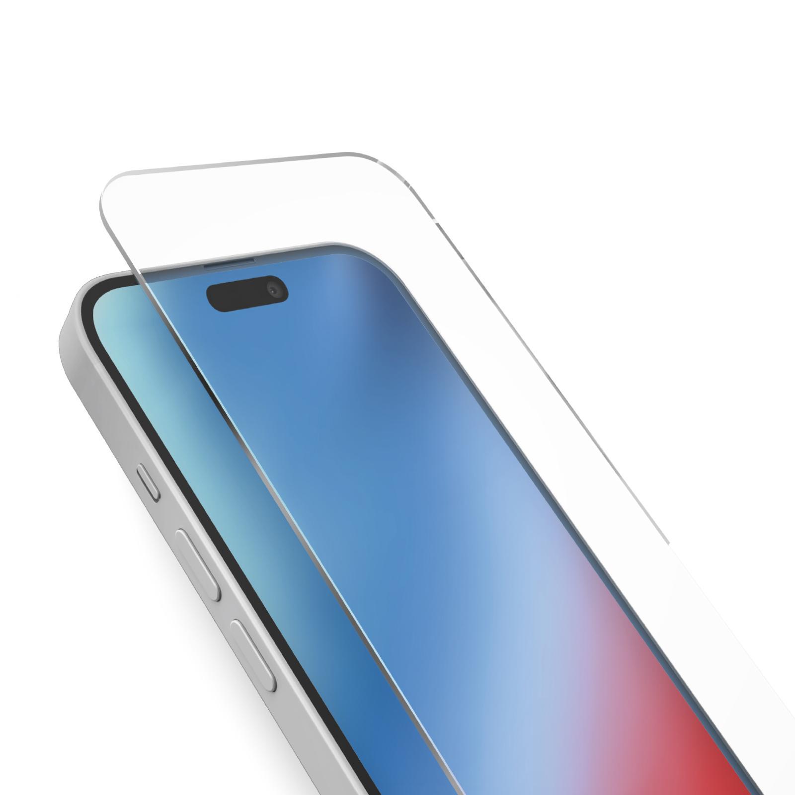 Glas-Displayschutz für iPhone 15 Plus/16 Plus, Transparent