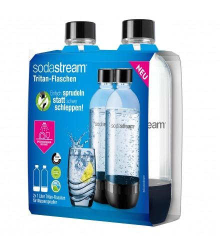 Tritan-Flasche 1 Liter schwarz Duopack