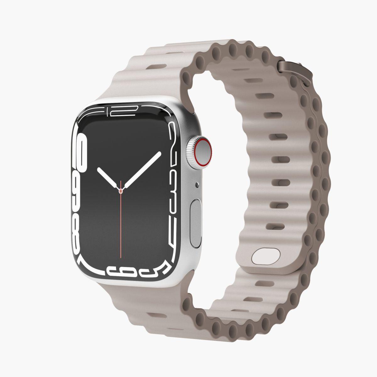 Watch Straps Wave Band 2 - Armband für Apple Watch, 44mm + 45mm + 46mm + 49mm, Cream