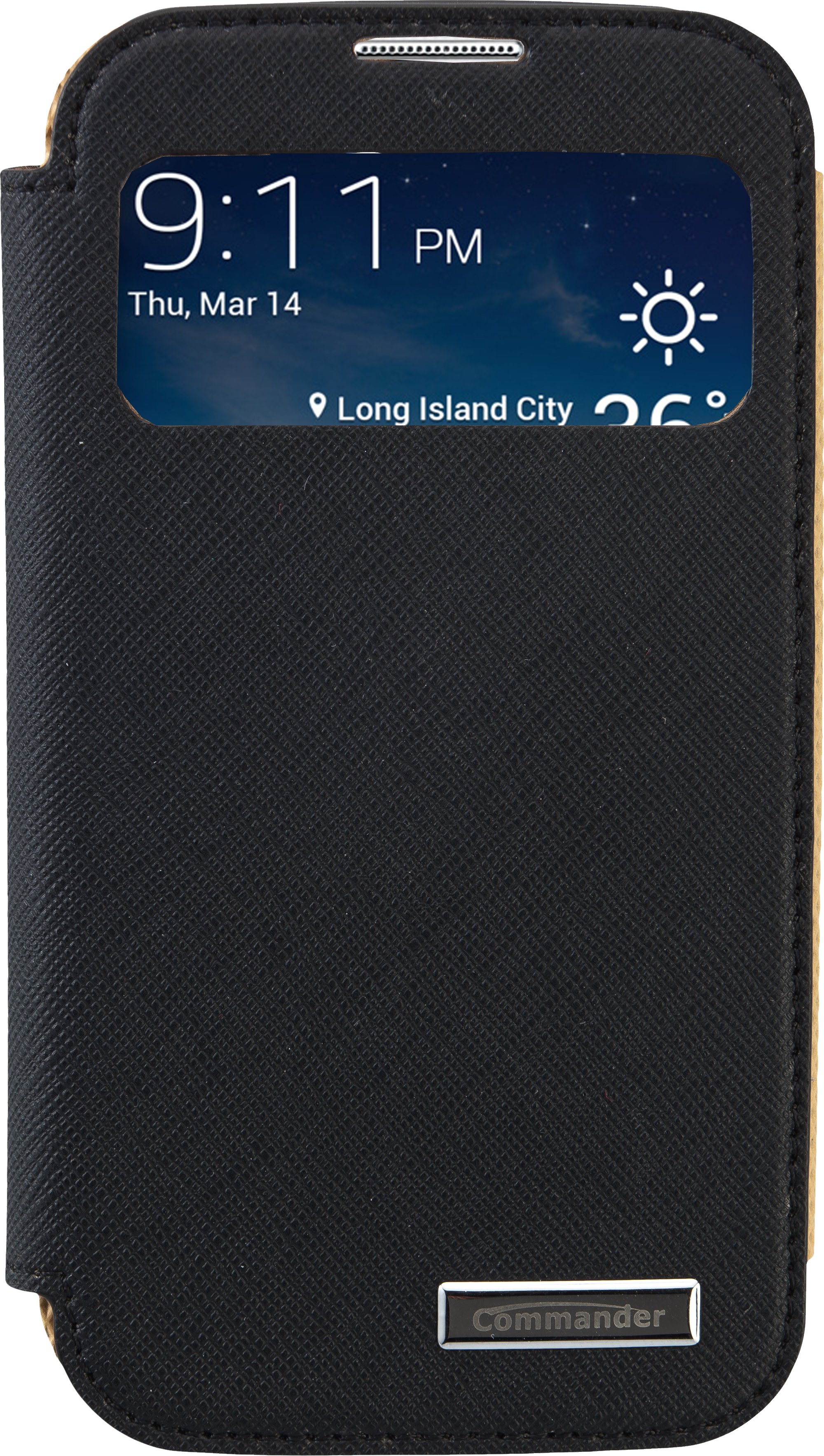 13538 Window Case für Samsung S4 Cross Leder schwarz Handyhülle