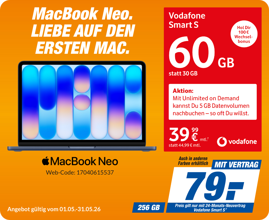Apple MacBook Neo mit Smart S für 79€!
