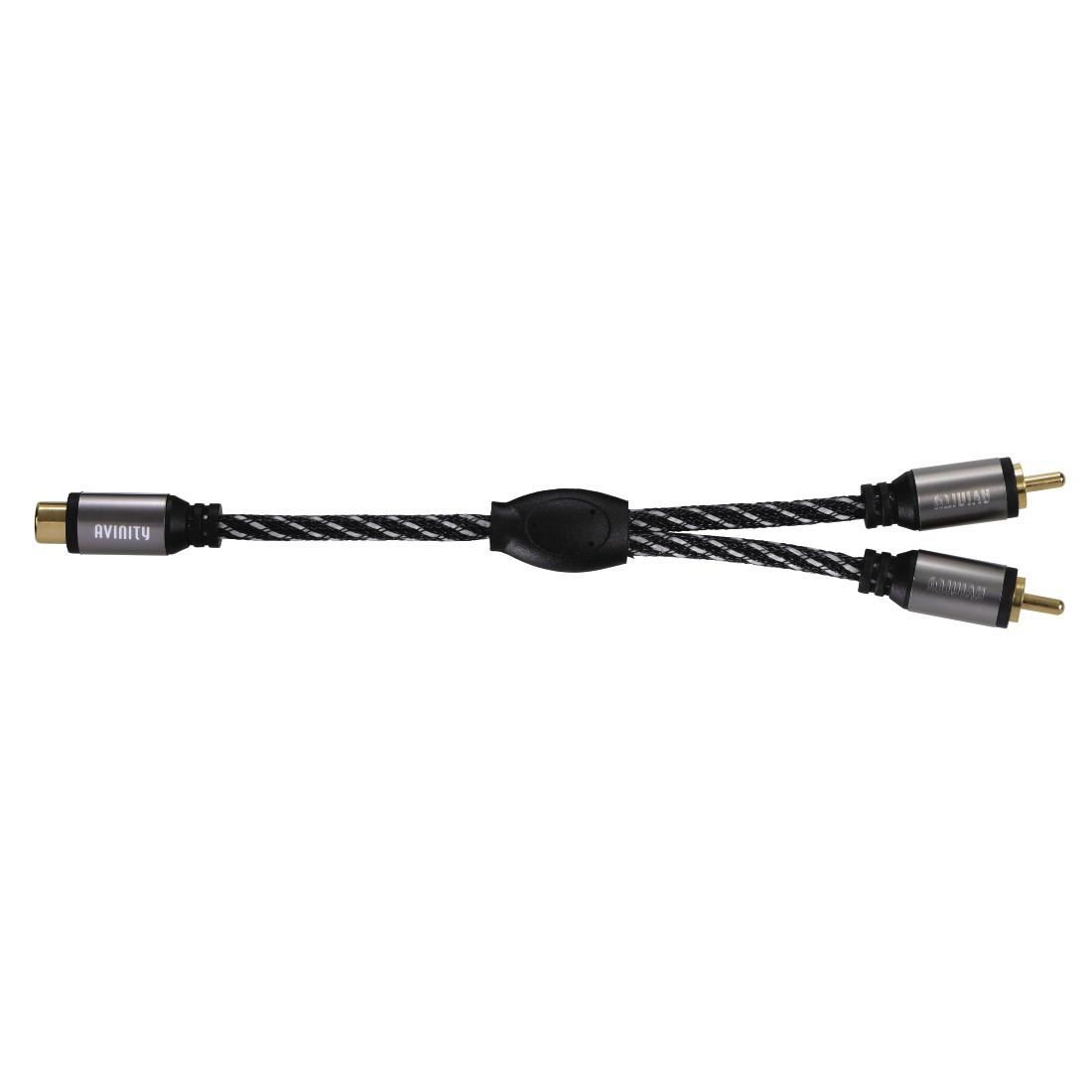 Subwoofer-Kabel + Adapter, Cinch-Kup. - 2 Cinch-St., Gewebe, verg., 1,5 m (00127067)
