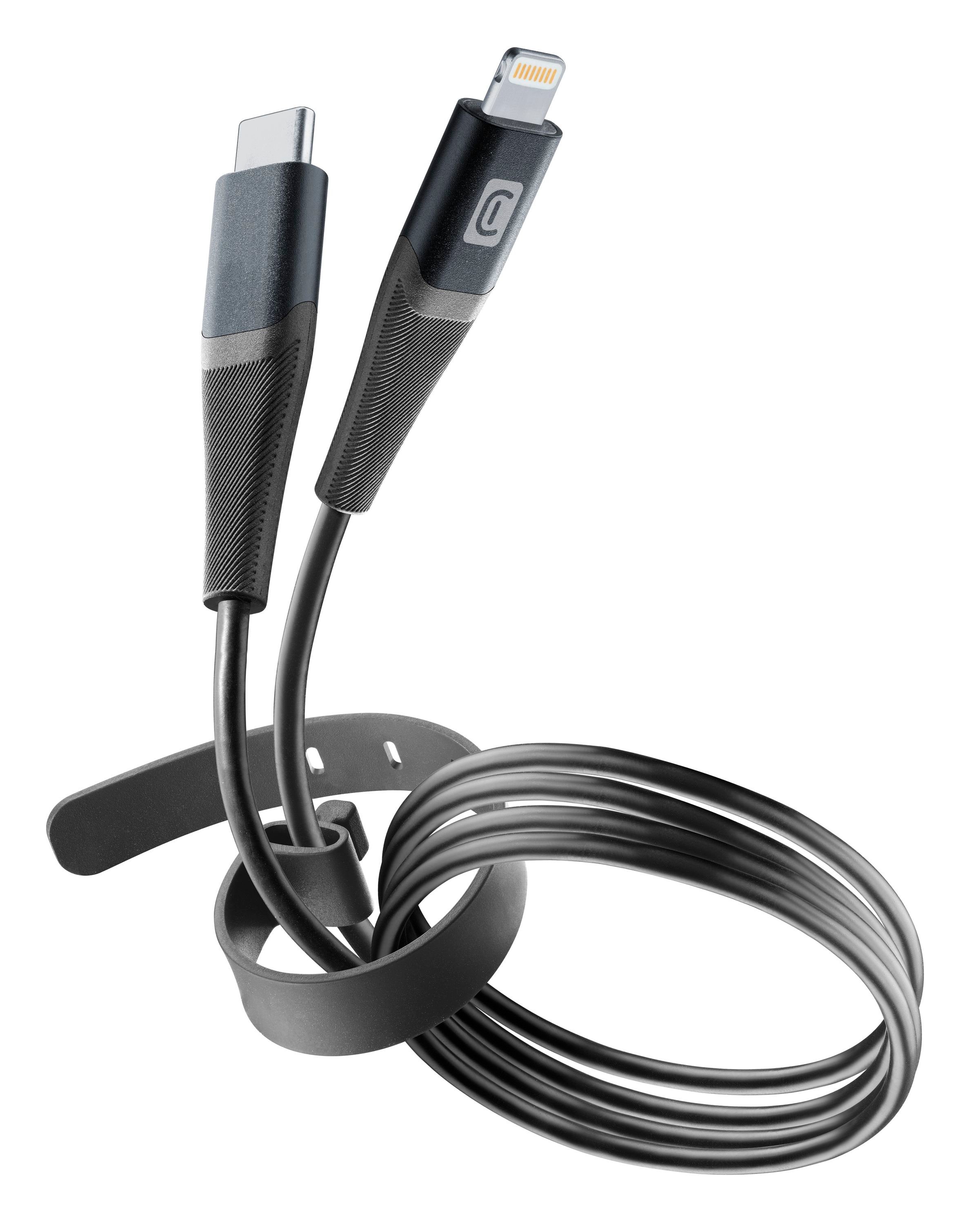Pro+ Data Cable Belt 1,2m USB Typ-C/ Apple Lightning Black (60178)