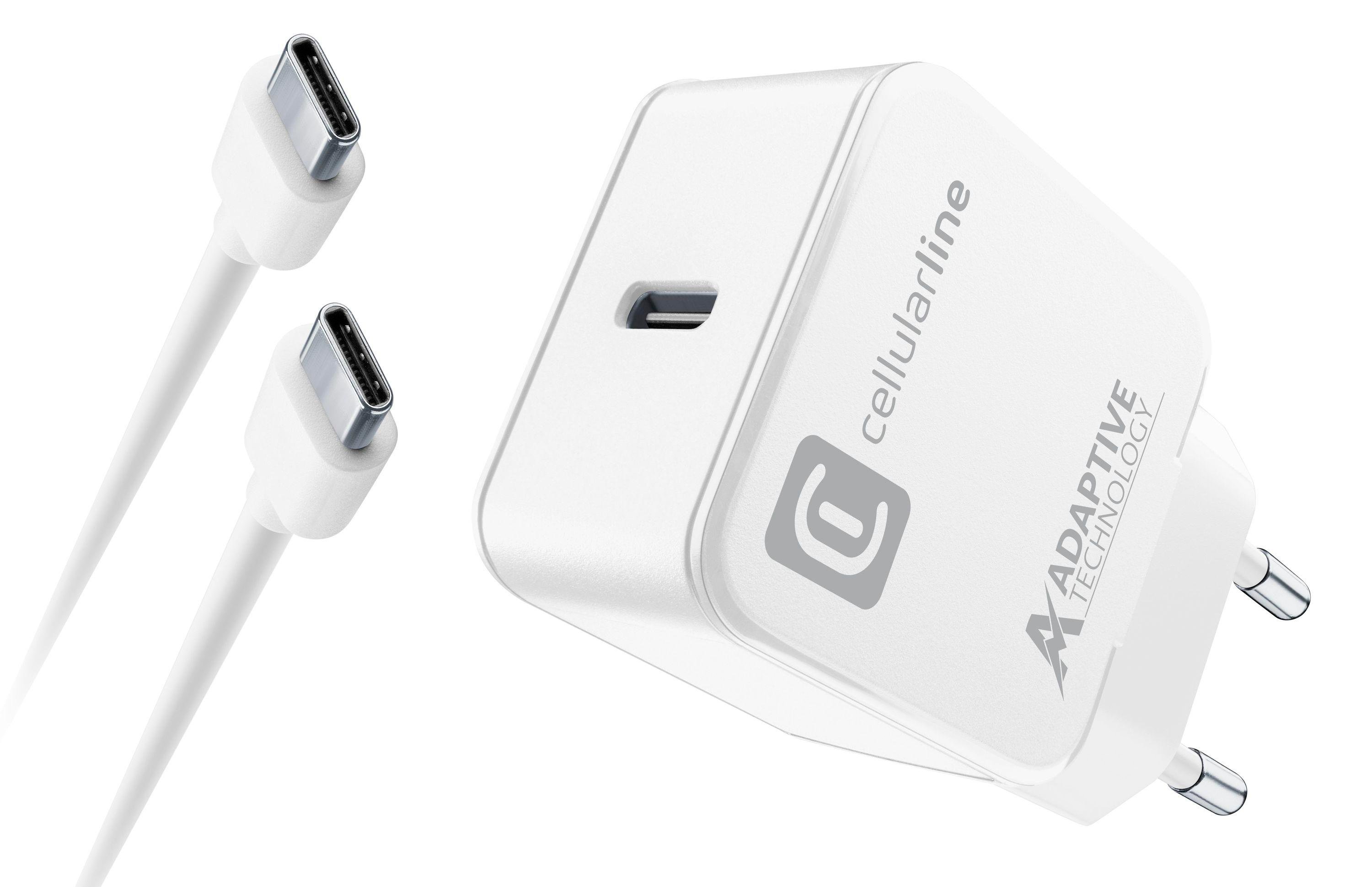 Cellularline USB-C Charger Kit für Samsung 15W White Ladegerät mit USB-C Kabel