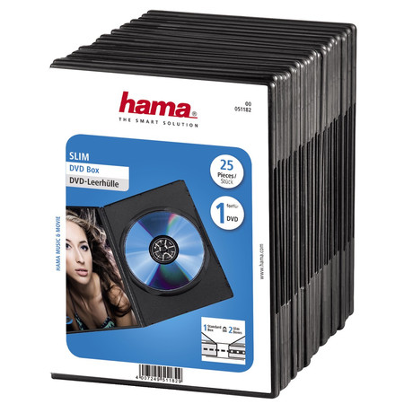 DVD-Leerhülle Slim, 25er-Pack, Schwarz