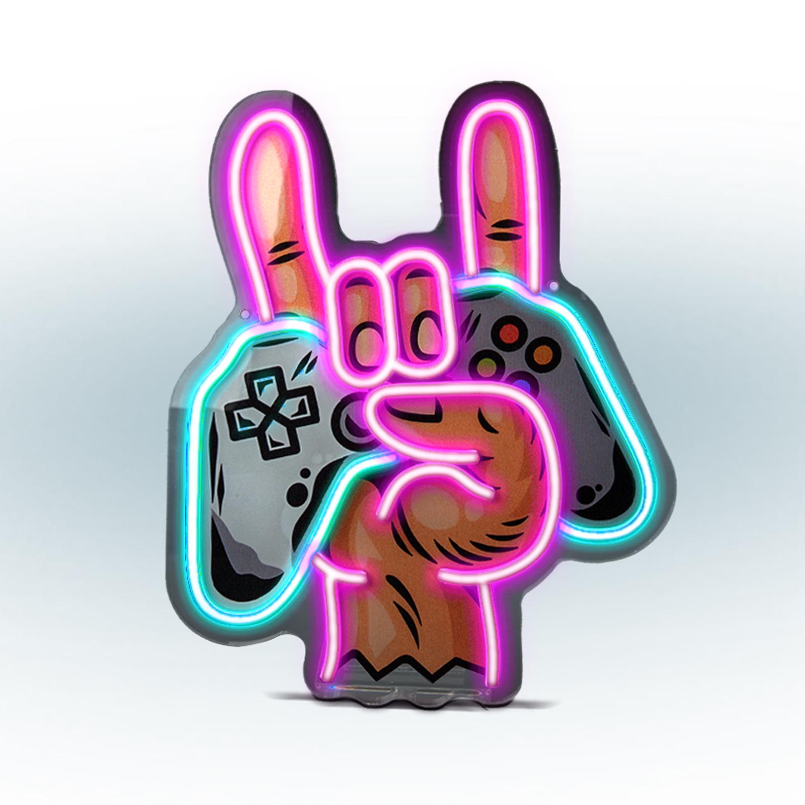 LED-Leuchtschild "Game On Rock" mit Neon-Effekt für den Innenbereich