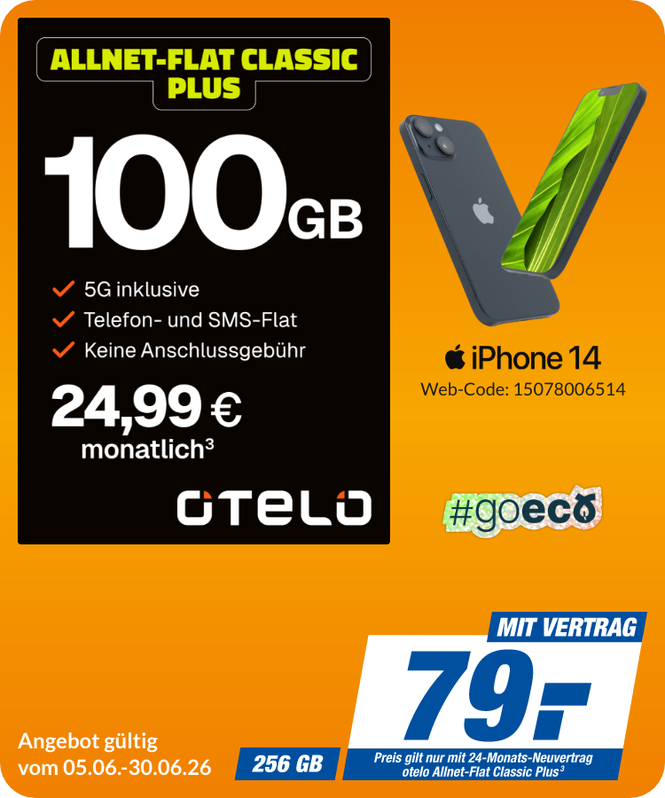 iPhone 14 mit Allnet Flat Classic Plus für 79€!