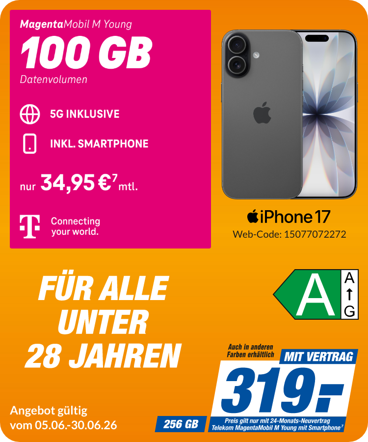 iPhone 17 mit Magenta Mobil M Young für 319€!
