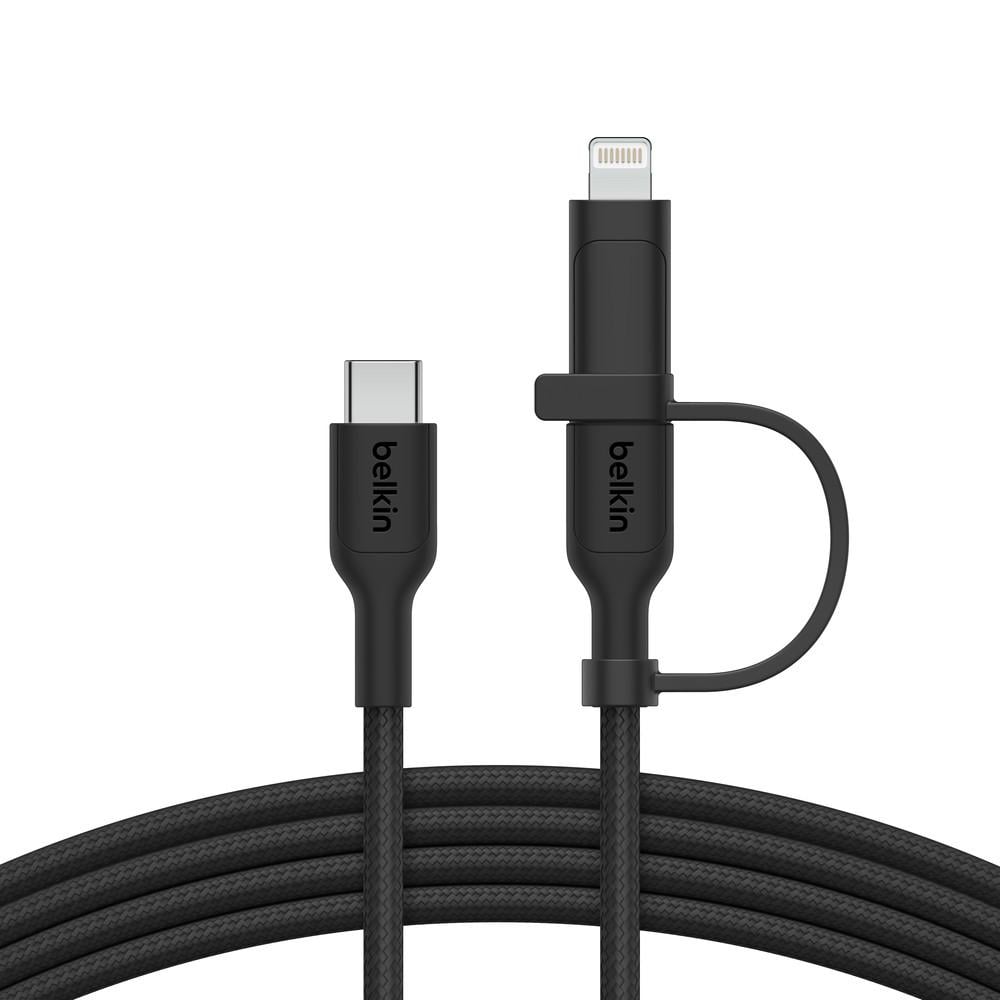 Multifunktions-USB Kabel BoostCharge Pro, 2-in-1-Kabel mit USB-C-Stecker und Lightning Connector, Schwarz