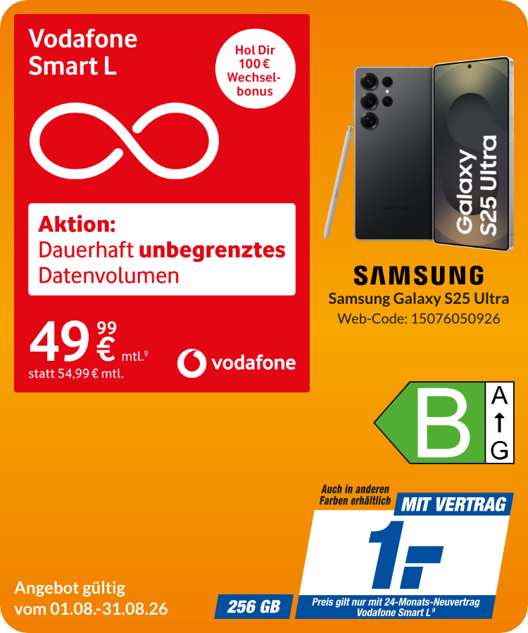 Galaxy S25 Ultra mit Smart L für 1€!