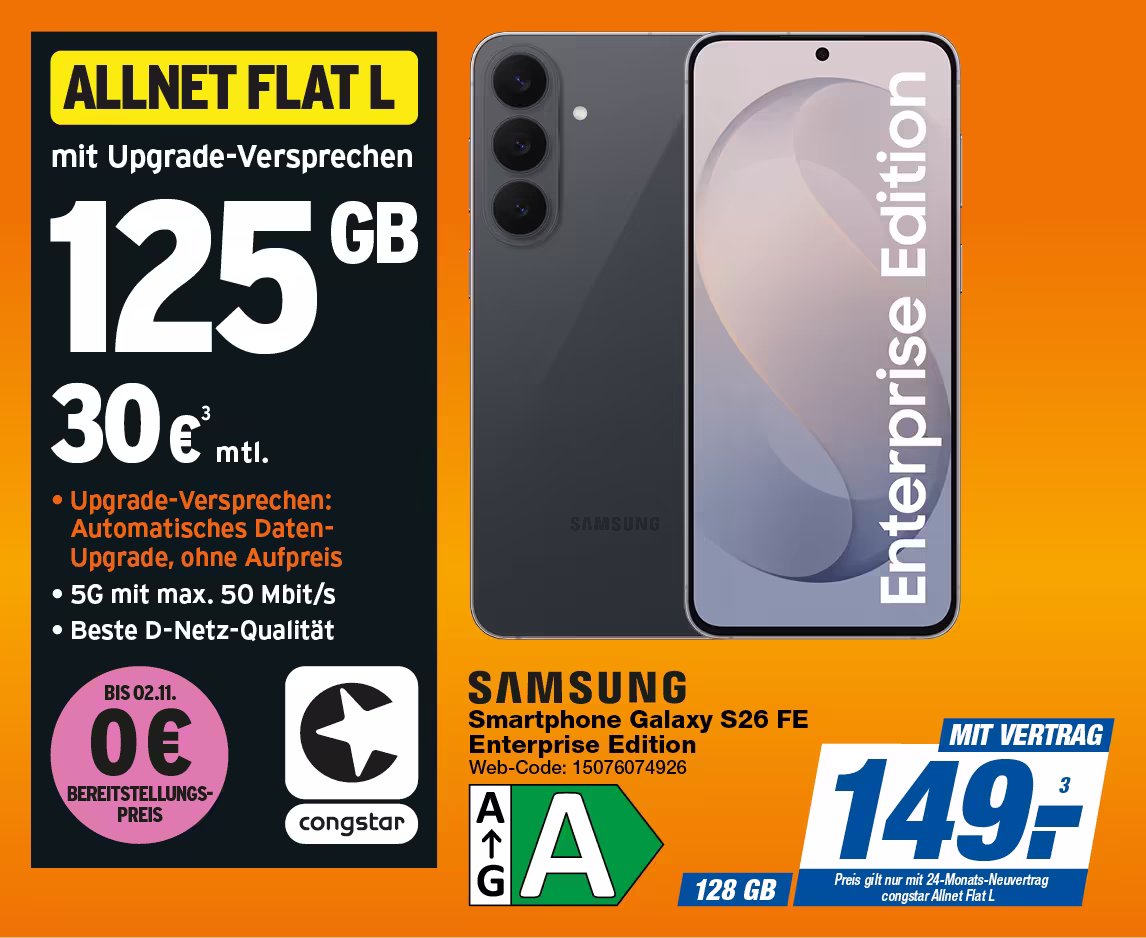 Samsung Galaxy S26FE Enterprise Edition mit Congstar Allnet Flat L