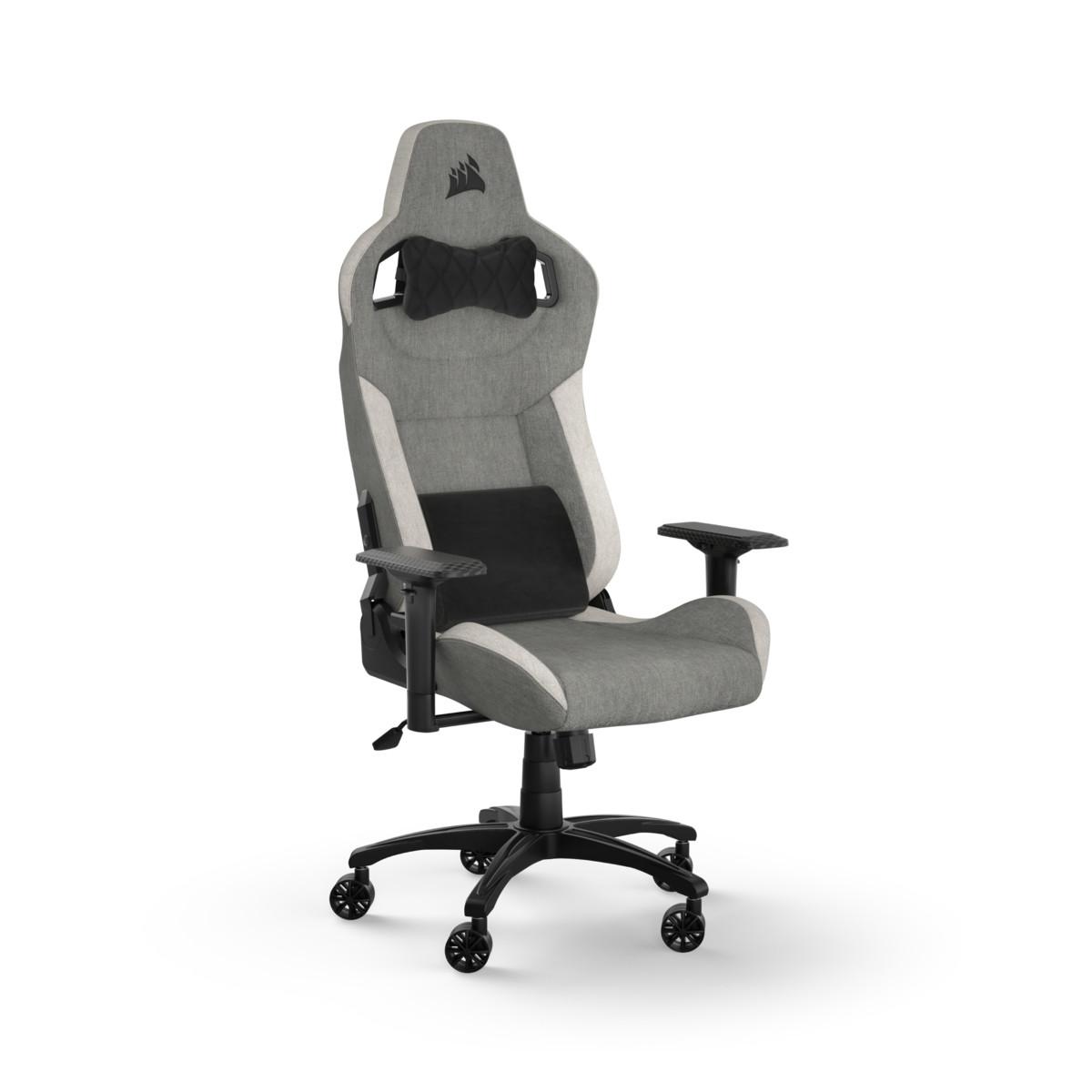 T3 Rush Gaming-Stuhl mit Stoffbezug (2023), Grau/Weiß