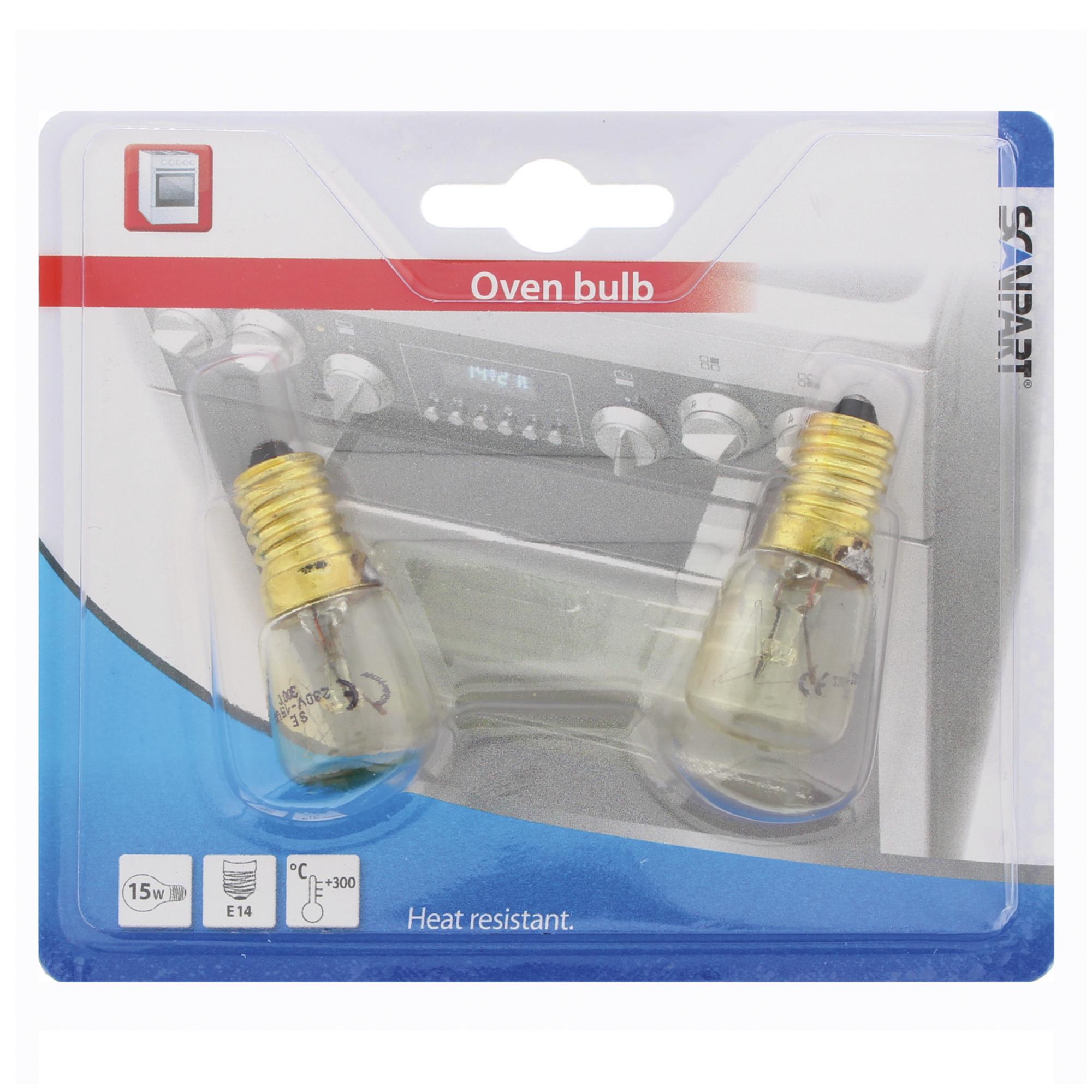 Backofenlampe E 14 300 Grad 15 W T 22, 2 Stück